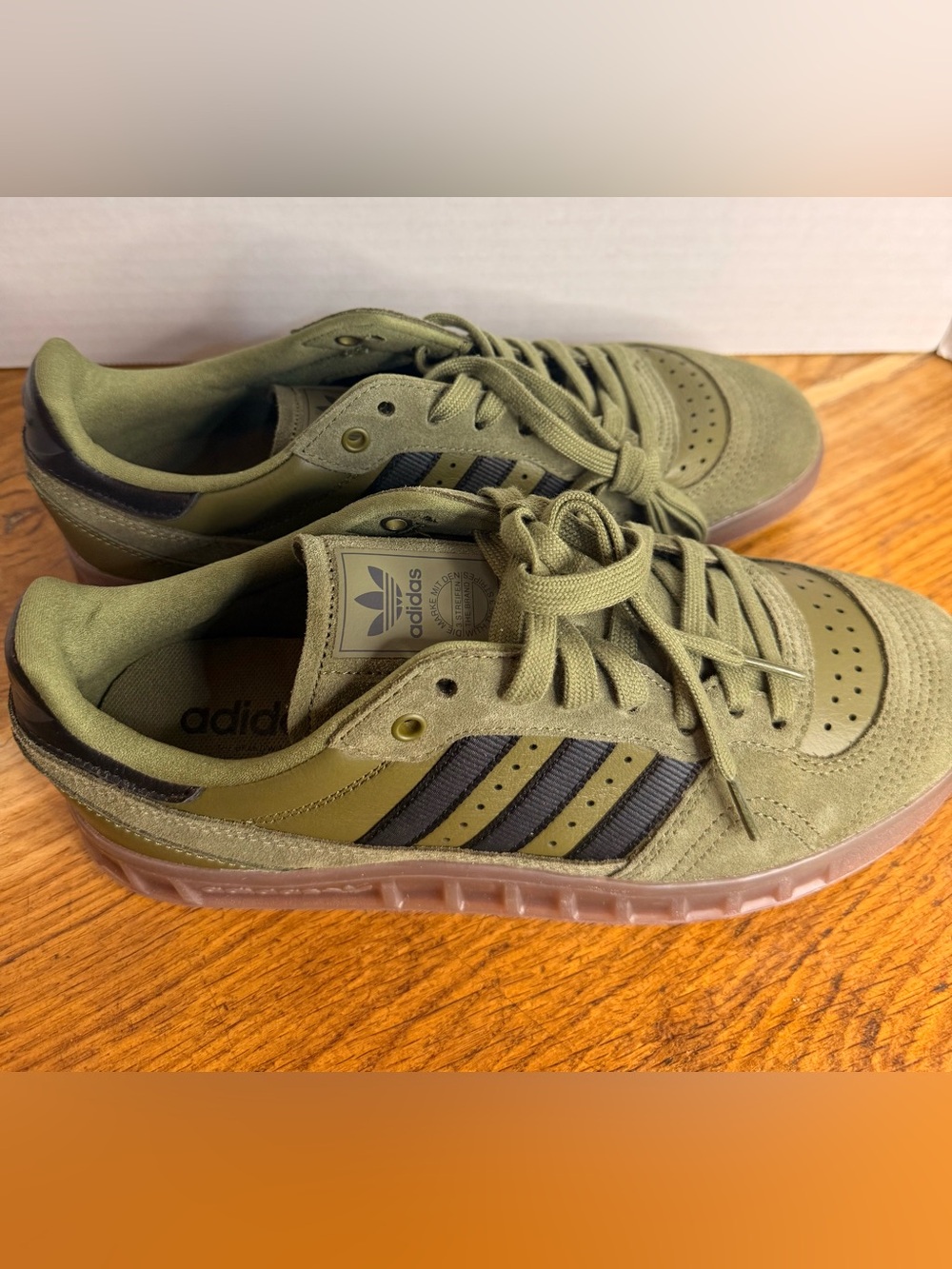 Adidas Originals Handball SpezialxTorsion Olive Green Gum Sole Sneakers Men 8.5 - Picture 8 of 8